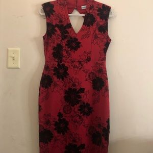 Red Dress With Black Flowers
